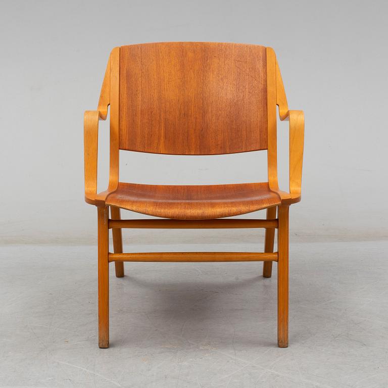 PETER HVIDT & ORLA MØLGAARD NIELSEN, a teak and beech 'Ax-chair', designed 1947, Fritz Hansen.