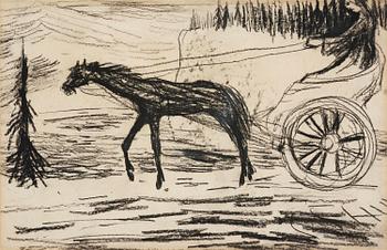 662. Carl Fredrik Hill, Horse with figure in Roman chariot.