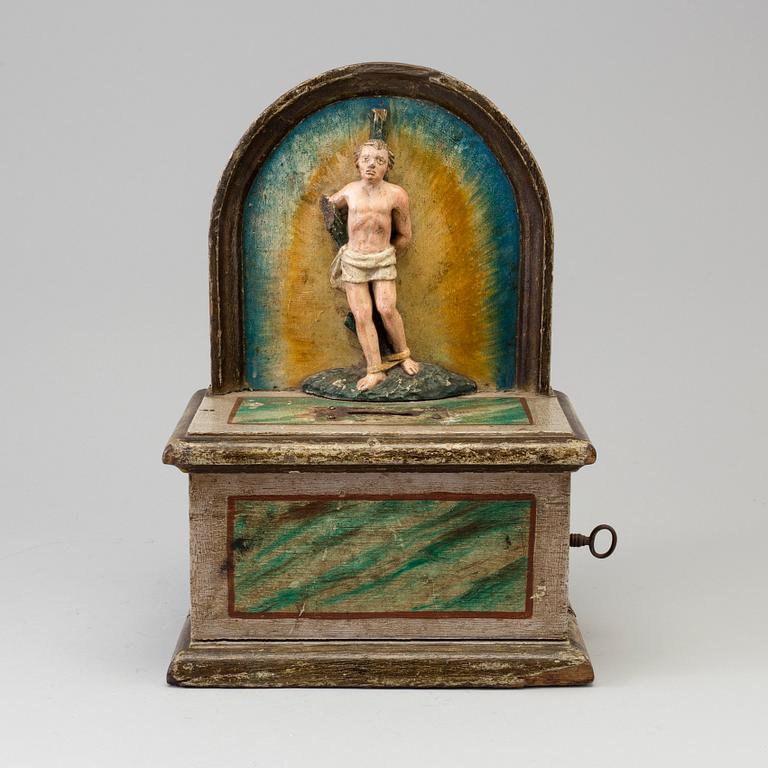 A WOODEN COLLECT BOX, probably 17th century.