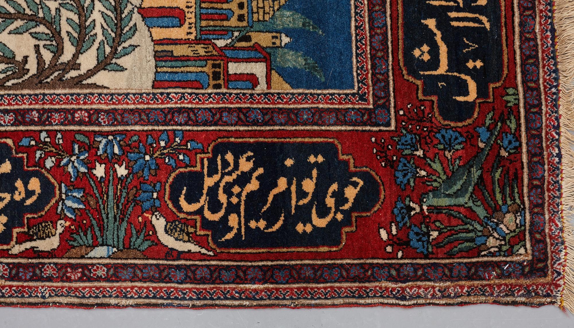 MATTA, semiantik Keshan figural, möjligen Motachem, ca 199 x 137 cm.