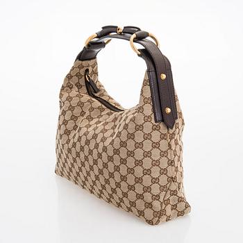 Gucci, a 'Horsebit GG Canvas Hobo Bag'.