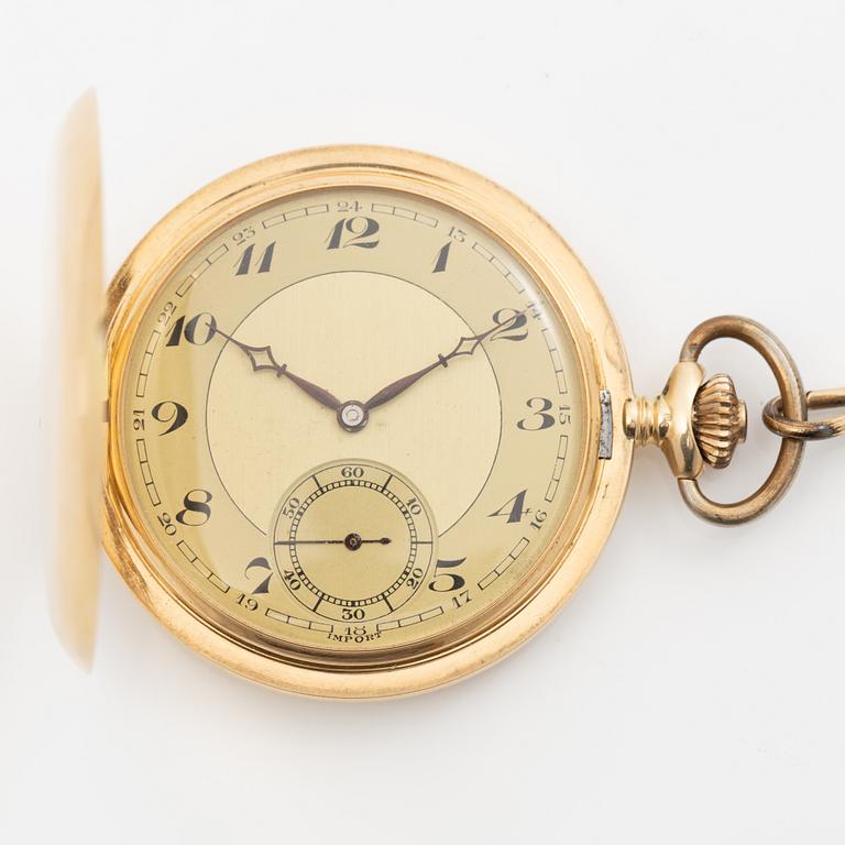 Pocket watch, hunter case, 50.5 mm, “Boliden Guld”, 14K.