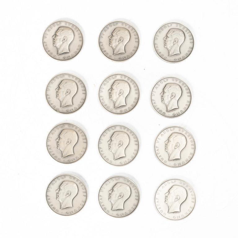 Medals, 12 pcs, silver, Sporrong, Stockholm 1957-1961.