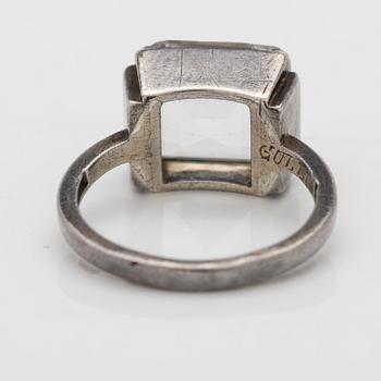Wiwen Nilsson, Ring, sterling silver with faceted rock crystal, Lund 1947.