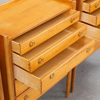 Three teak chest of drawers, 1960's.