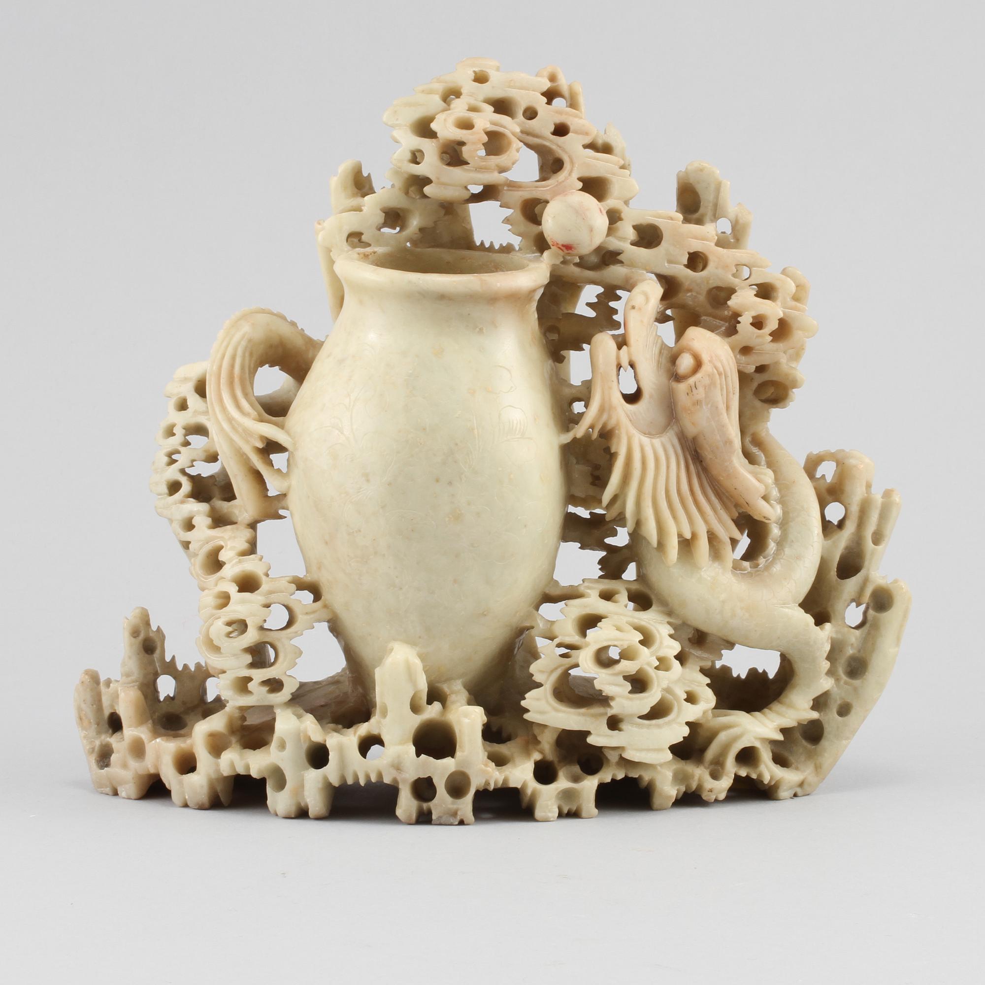 SKULPTUR, soapstone, orientalisk, 1900-tal.