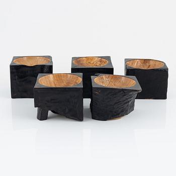 Magnus Ek, a set of five birch dessert bowls for Oaxen Krog.