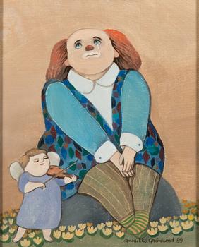 Annukka Grönlund, oil on board, signed and dated-89.