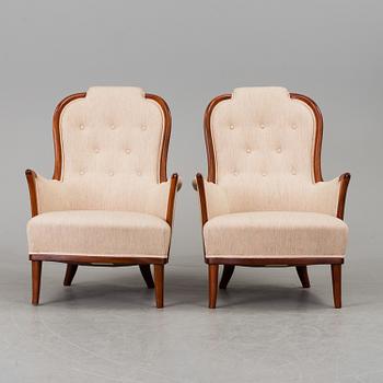 CARL MALMSTEN, fåtöljer, ett par, "Vår Fru", AB OH Sjögren, Tranås.