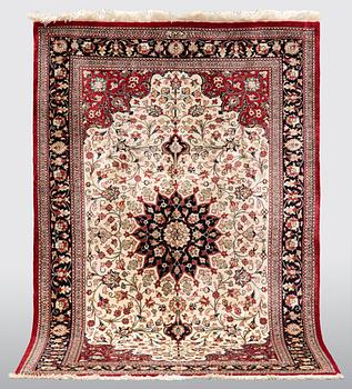 A carpet, Silk Qum, ca 116 x 75 cm.