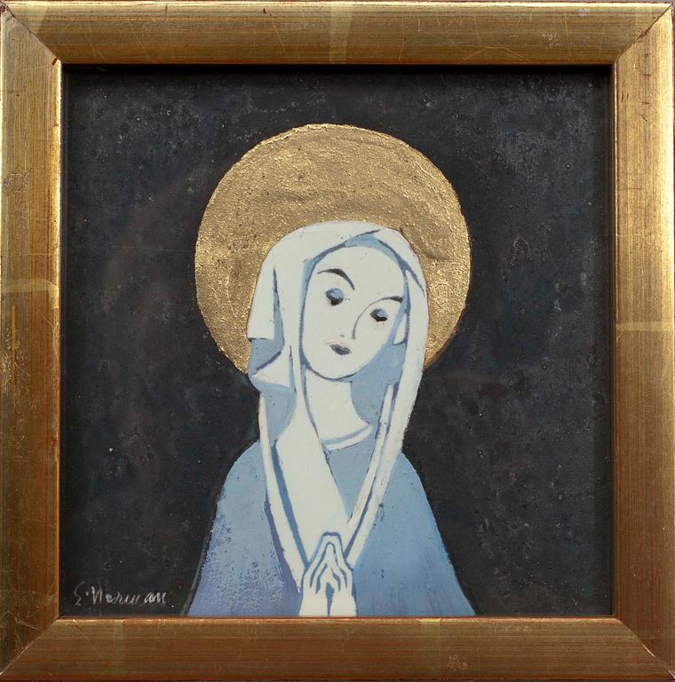 EINAR NERMAN, gouache på keramik, sign.