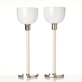 Harald Notini, a pair of table lamps, modell '15171', or "The study lamp", Arvid Böhlmarks Lampfabrik, Sweden, 1930s.