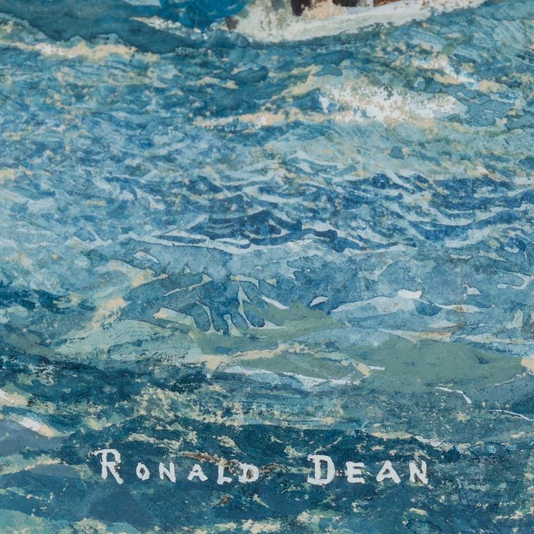 Ronald Dean, akvarell med täckvitt, signerad.
