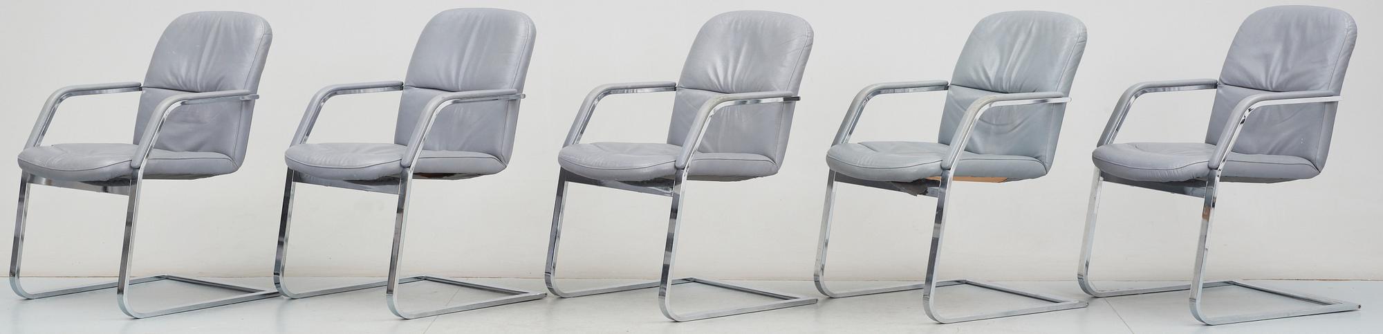 KONFERENSSTOLAR, 5 st, modell "954", Klöber, Tyskland, daterade 1988.