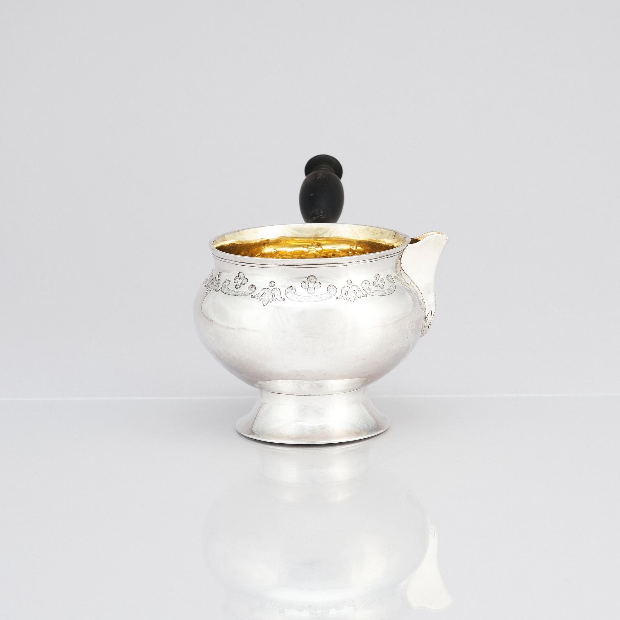 A Danish parcel-gilt silver saucepan, mark of Christian Werum, Copenhagen 1779. Fabricius hallmark.