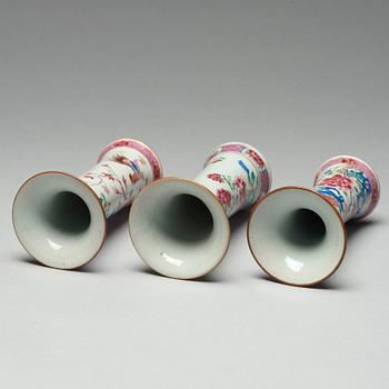 Three famille rose vases, Qing dynasty, Qianlong (1736-95).