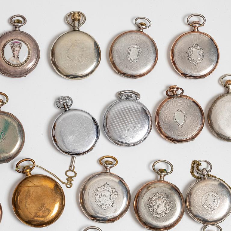 Collection of pocket watches, 63 pieces, "No reserve", various materials.