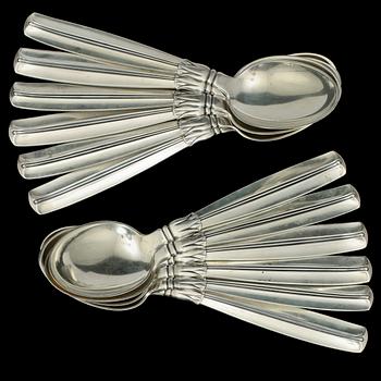 PARTI BESTICK, 17 st, silver, Horsens Solvvarufabrik och A Michelsen, Danmark, omkring 1900-talets mitt. Vikt 660 g.