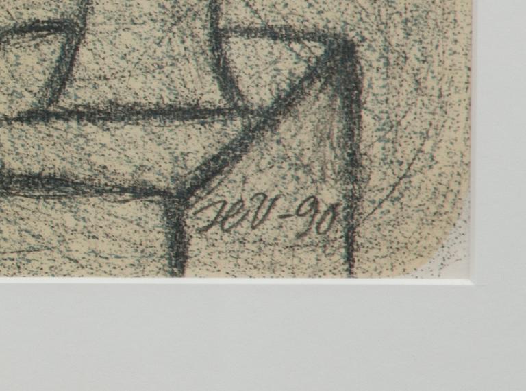 HANNU VÄISÄNEN, färglitografi, signerad HV, daterad -90 och numrerad 12/100.