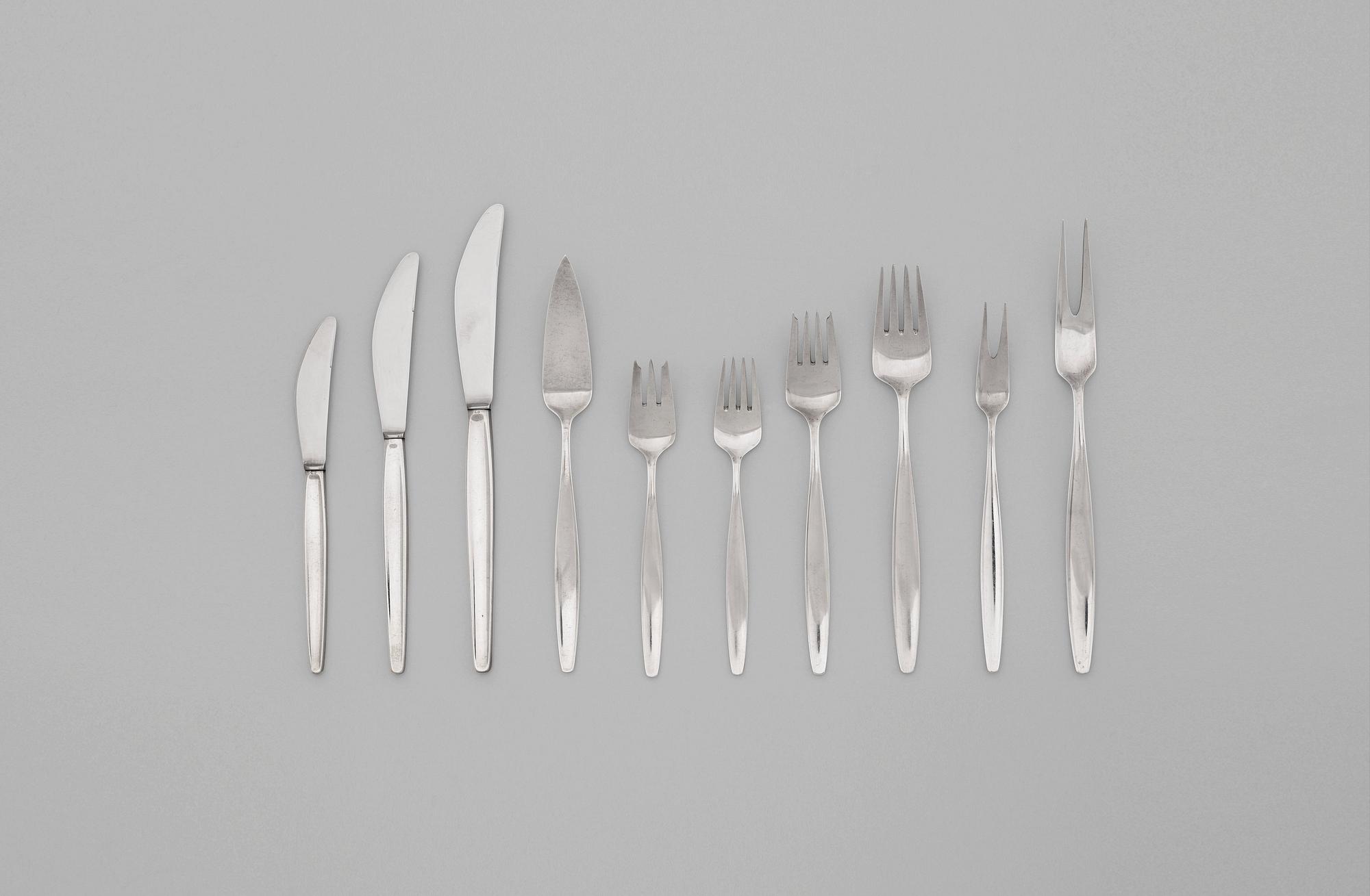 TIAS ECKHOFF, bestickuppsättning "Cypress", 168 delar, Georg Jensen, Köpenhamn efter 1952.