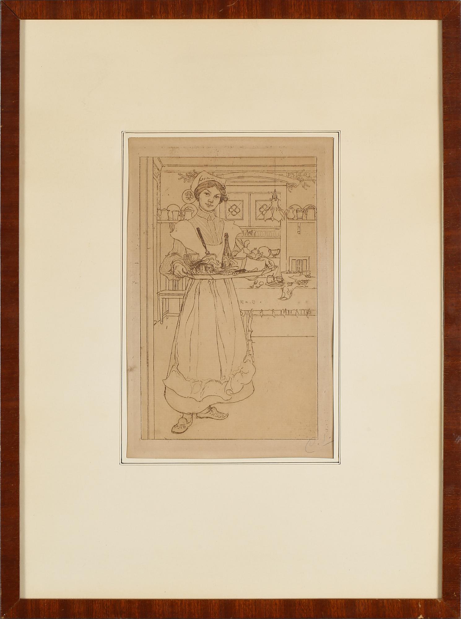 CARL LARSSON, etsning, signerad.