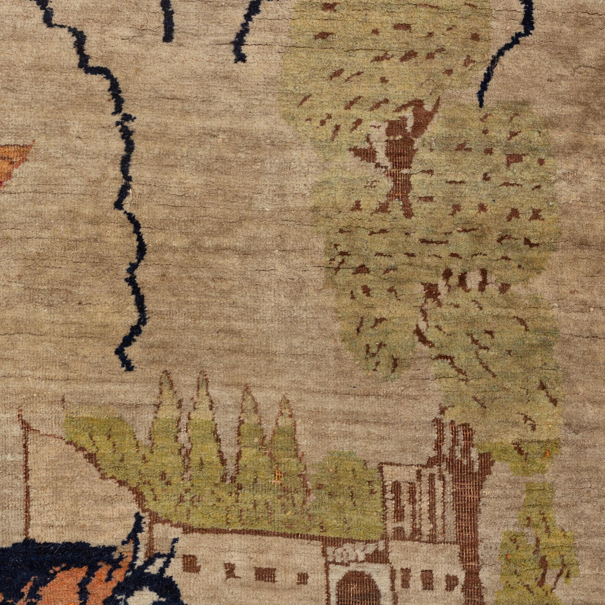An antique pictorial Kerman Laver, ca 223 x 129 cm.