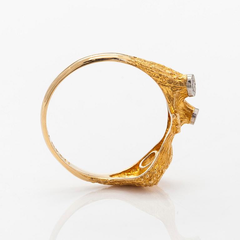 Björn Weckström, ring, "Diamant toppar", åttkantslipade diamanter, 18K guld, Lapponia 1973.