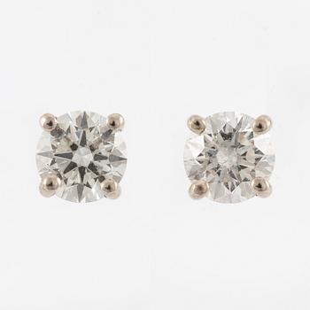 Earrings, a pair, 18K white gold with brilliant-cut diamonds totalling 0.46 ct,.