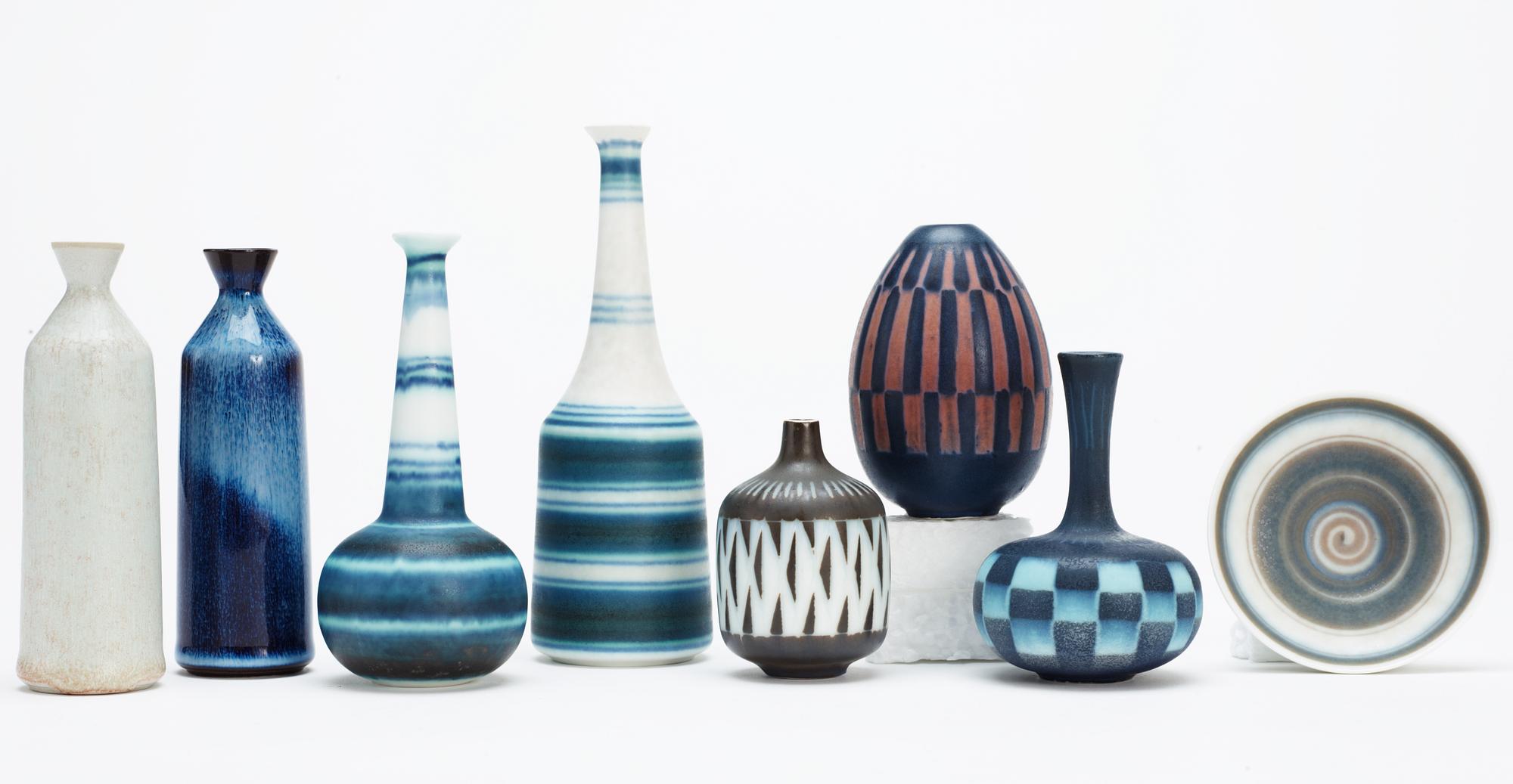 A set of eight Gunnar Nylund stoneware miniatures, Rörstrand.