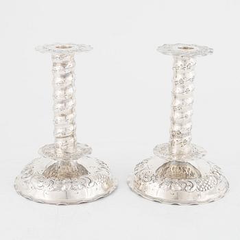 A pair of baroque style silver candlesticks, Tesi, Gothenburg, Sweden, 1947.