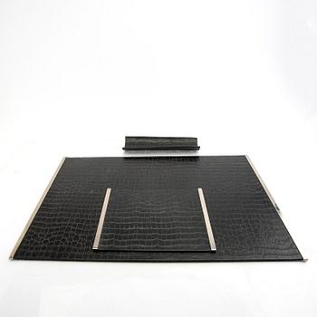 Armani Casa a three pcs leather desk set.