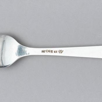 Wiwen Nilsson, salladsgafflar / vickningsgafflar, silver, 12 st, Lund 1936.
