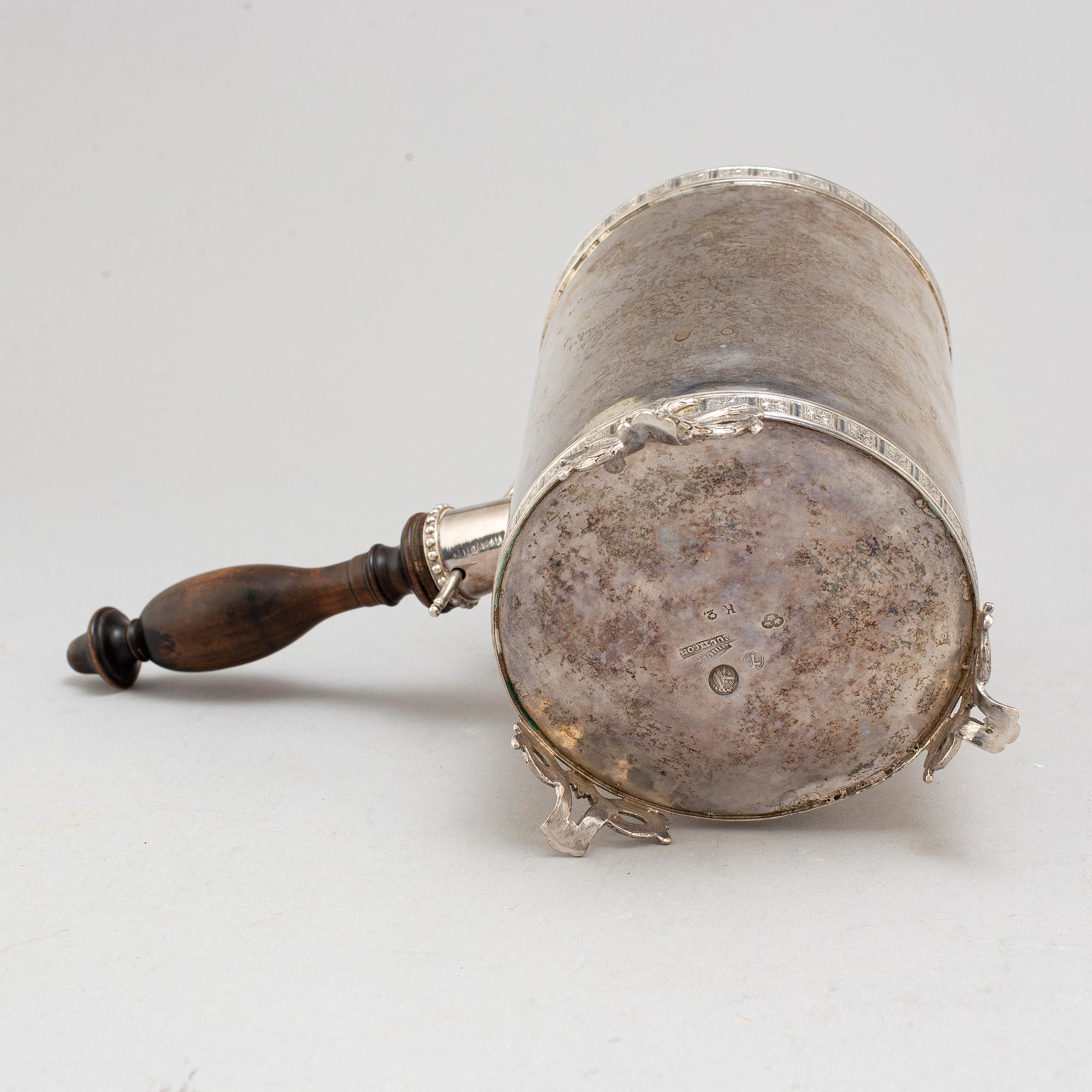 A Swedish 18th century silver coffee-pot, mark of Anders Hjulström, Köping 1792.