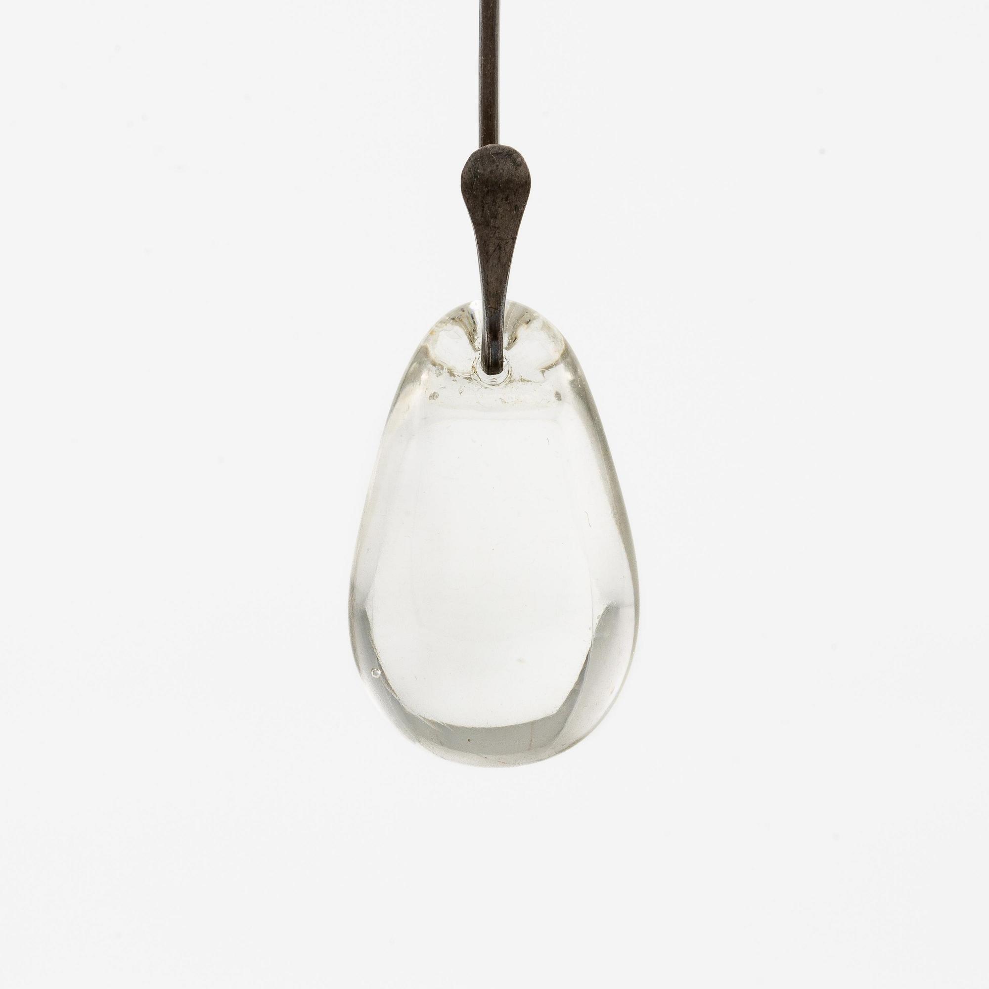 Vivianna Torun Bülow-Hübe, a necklace, silver with a glass drop, excecuted in her own studio most likely 1950's.