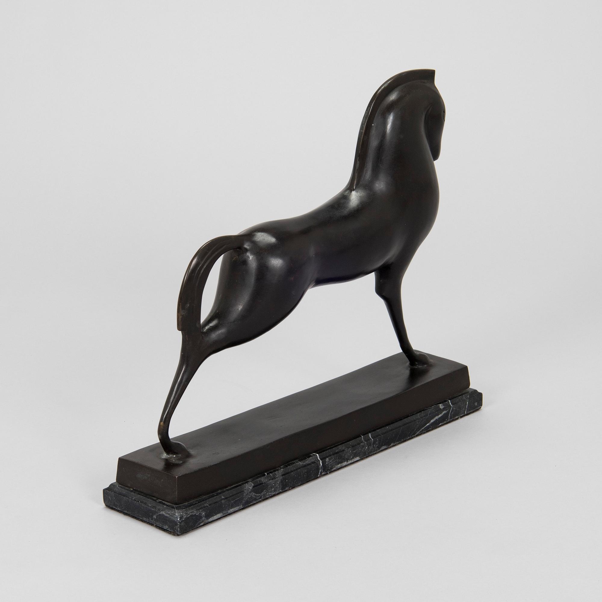 an art Deco style sculpture, bronze and marble.