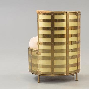 Mats Theselius, an 'El Dorado' brass and leather armchair, Källemo, Sweden, post 2002.