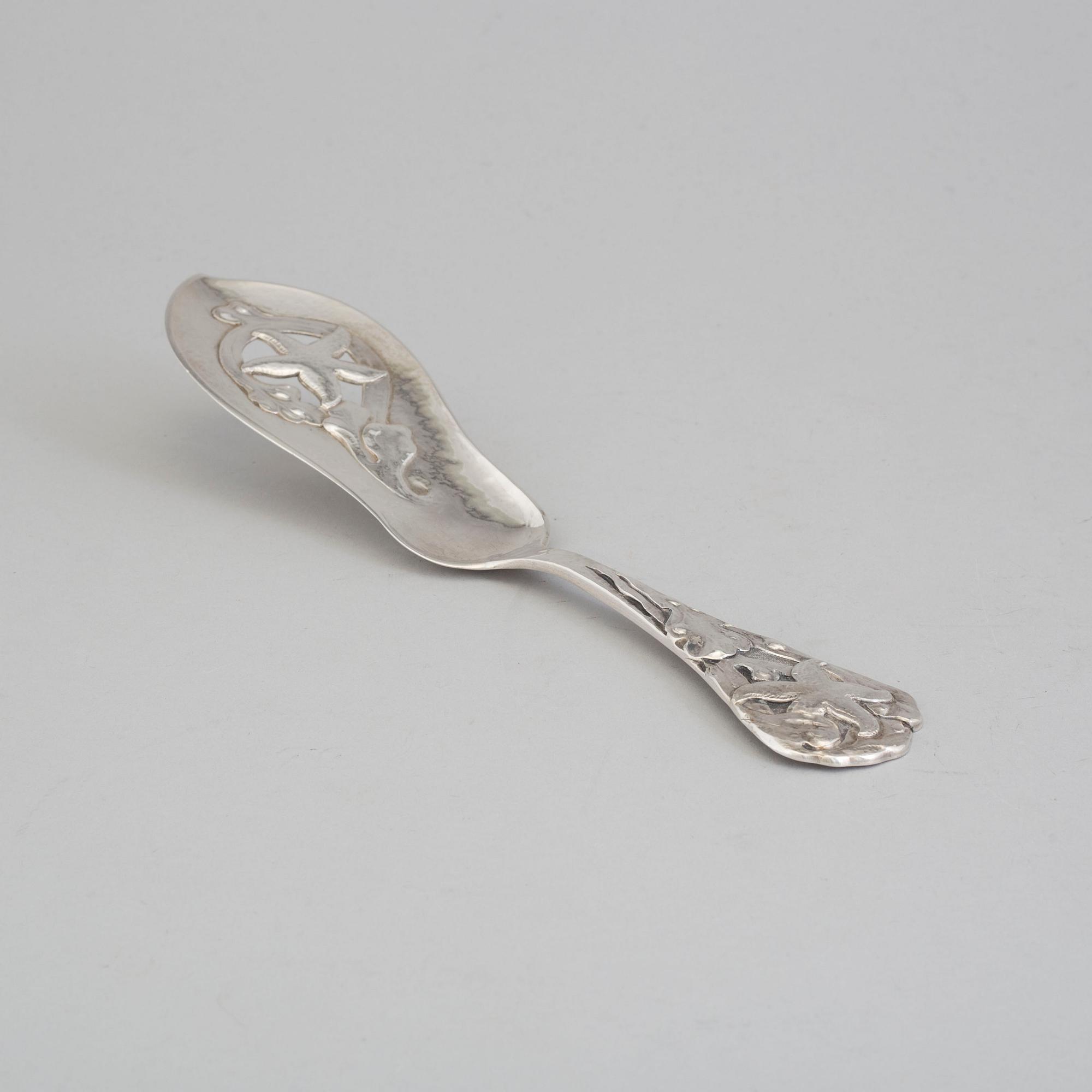 HC MATTHIASEN, fiskspade, silver, jugend, Nykøbing, Danmark 1919.