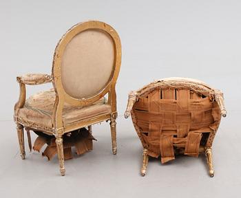 KARMSTOLAR, 1 par, Louis Seize, 1800-talets andra hälft.