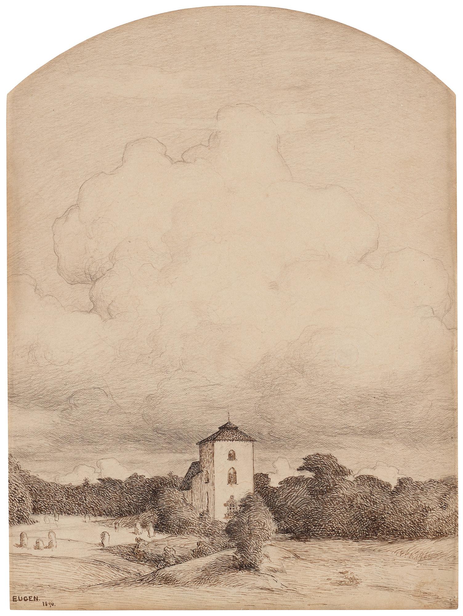 Prins Eugen, Stort moln över Tyresö kyrka.