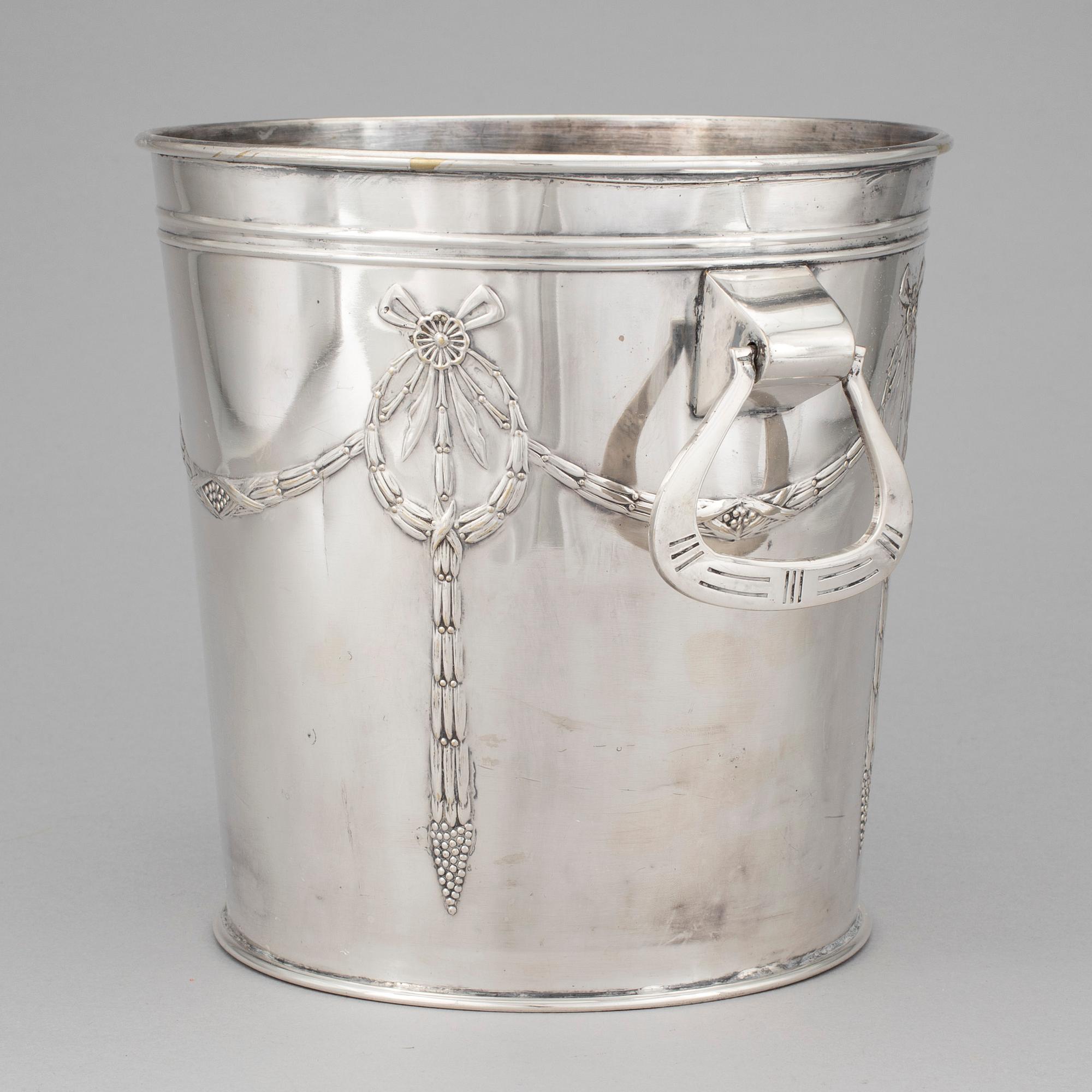 A silverplated art nouveau wine cooler early 20th century.