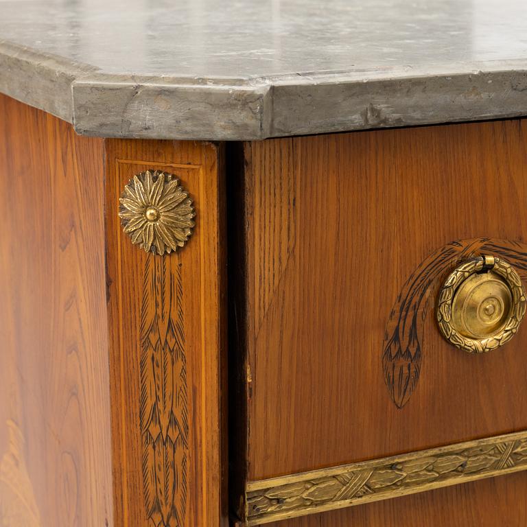 A Gustavian marquetry and gilt-brass mounted commode, late 18th century.