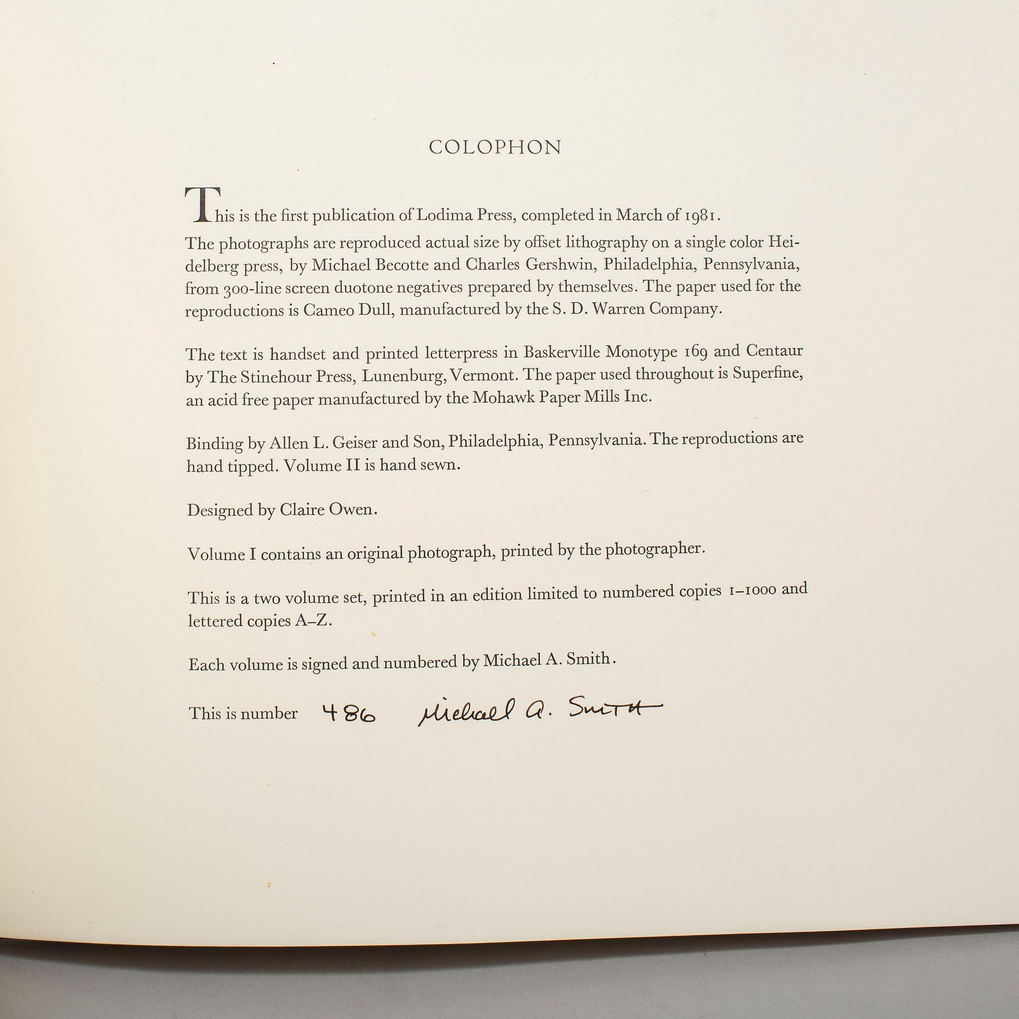 PHOTOBOOKS, 2, Walker Evans Michael A. Smith.