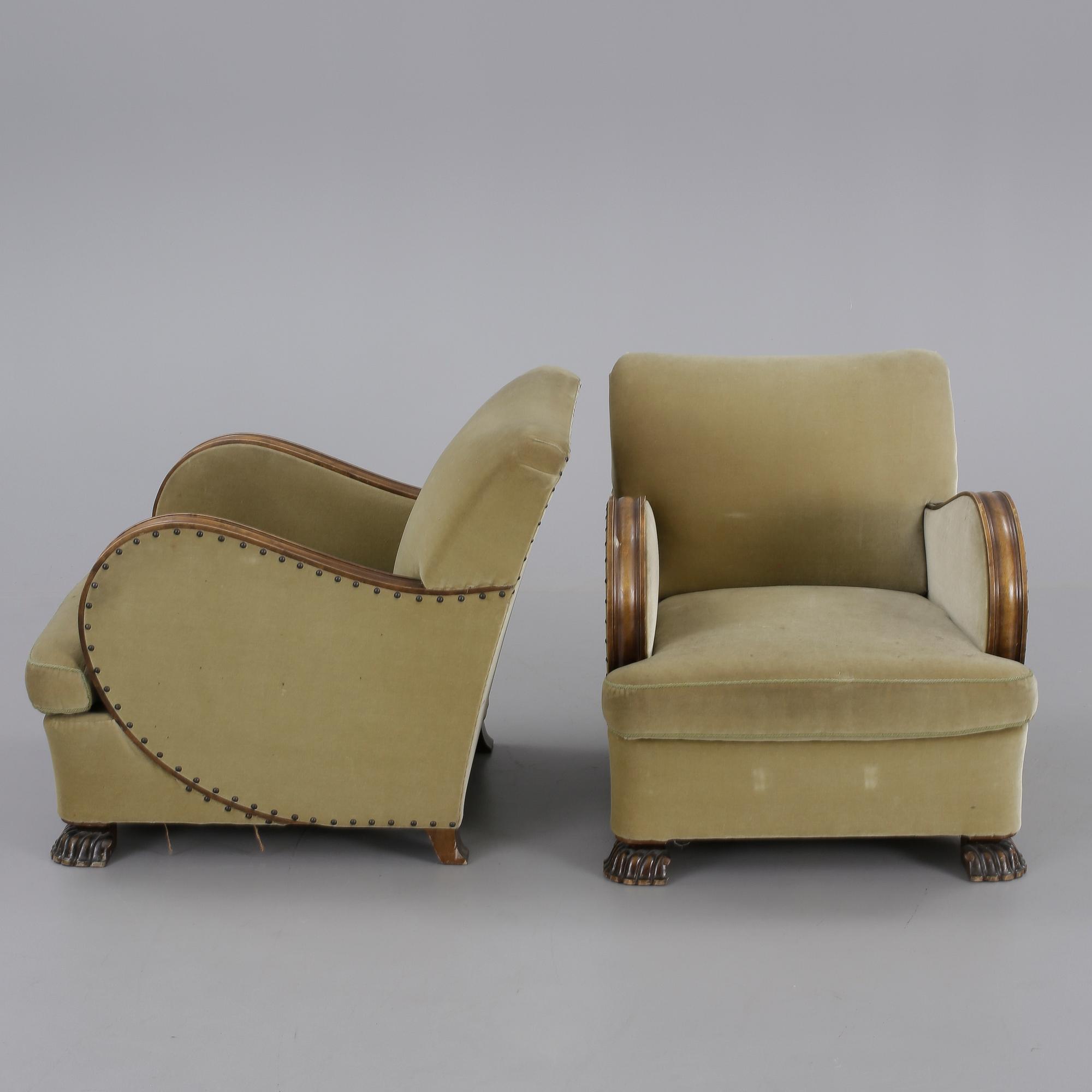 FÅTÖLJER, ett par, art deco, 1900-talets andra kvartal.