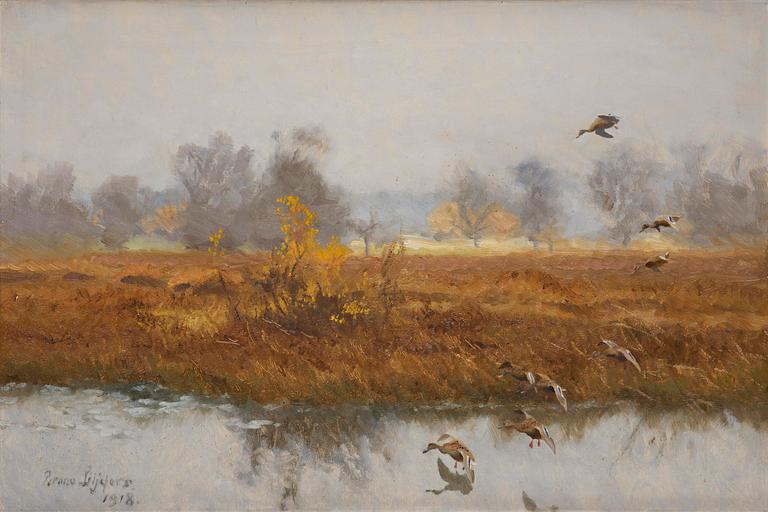 Bruno Liljefors, Flying ducks.