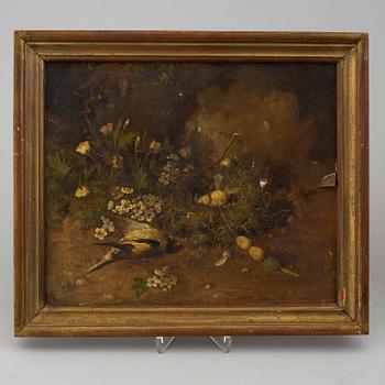 WILLIAM HENRY HUNT, his circle, a pair of bird nest paintings, oil on canvas, signed.