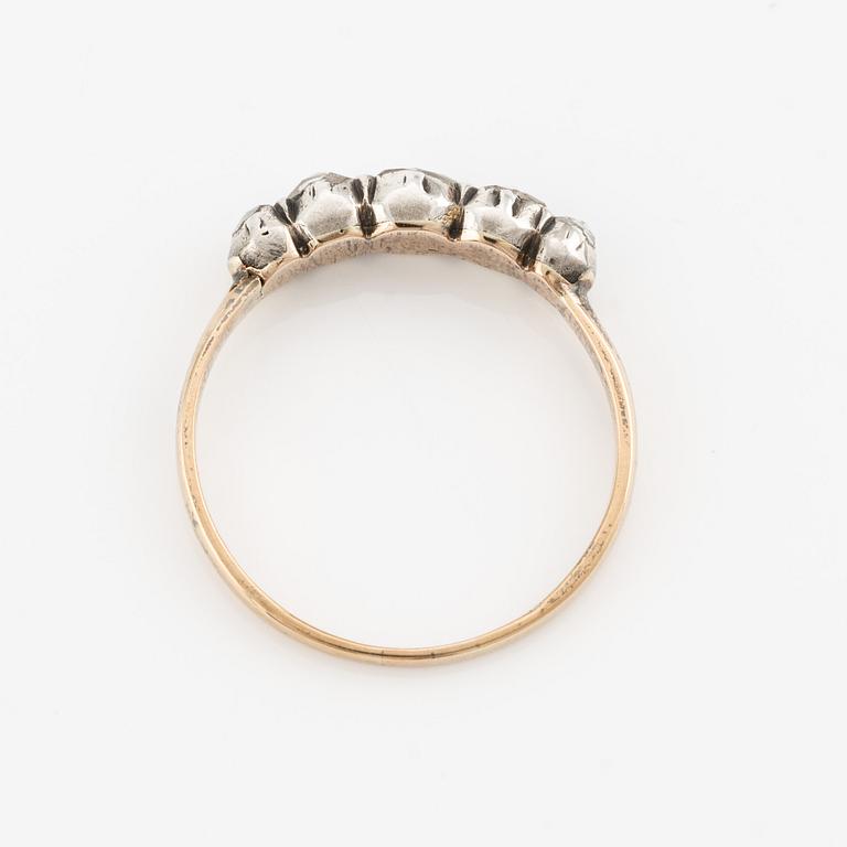 Ring, 18K gold and silver with rose-cut diamonds.