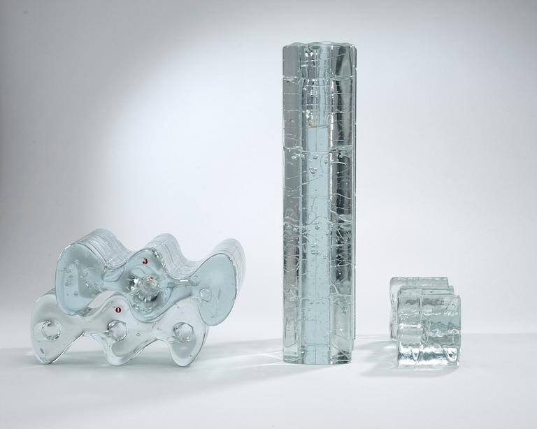 A Timo Sarpaneva 'Archipelago' 4 pcs glass sculpture, Iittala, Finland.