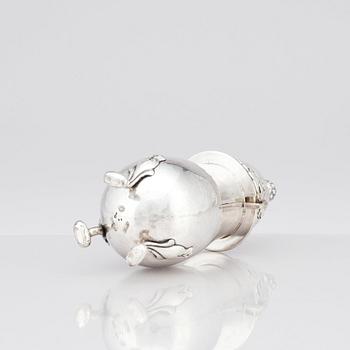 Georg Jensen, an 830/1000 silver sugar castor, Copenhagen, Denmark, ca 1915-1919, design nr 69.