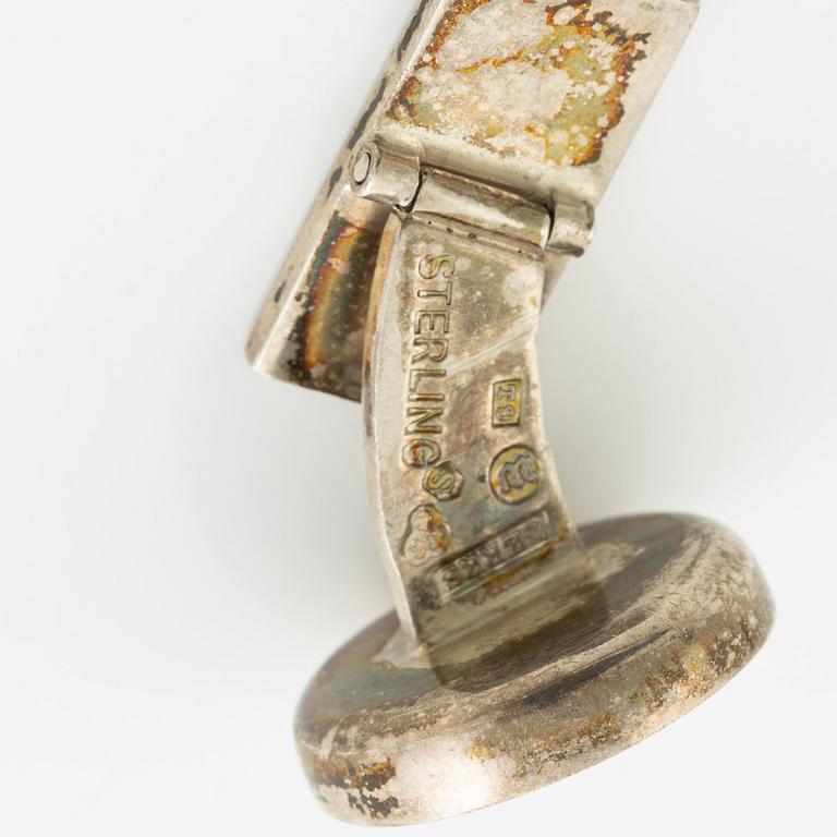 PA Lundahl-Terrs, three pairs of cufflinks, sterling silver and spectrolite, Växjö 1965, 1966 and 1969.