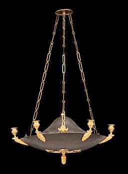 A Swedish Empire 19th century six-light hanging lamp.